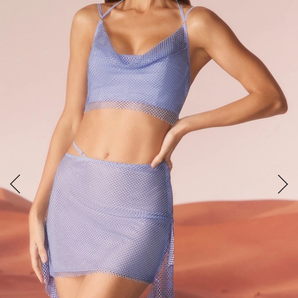 Oh Polly Light Light Blue Skirt and Corset Set - Picture 1 of 9